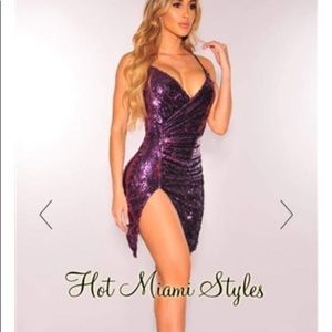 Sequin high split cocktail dress